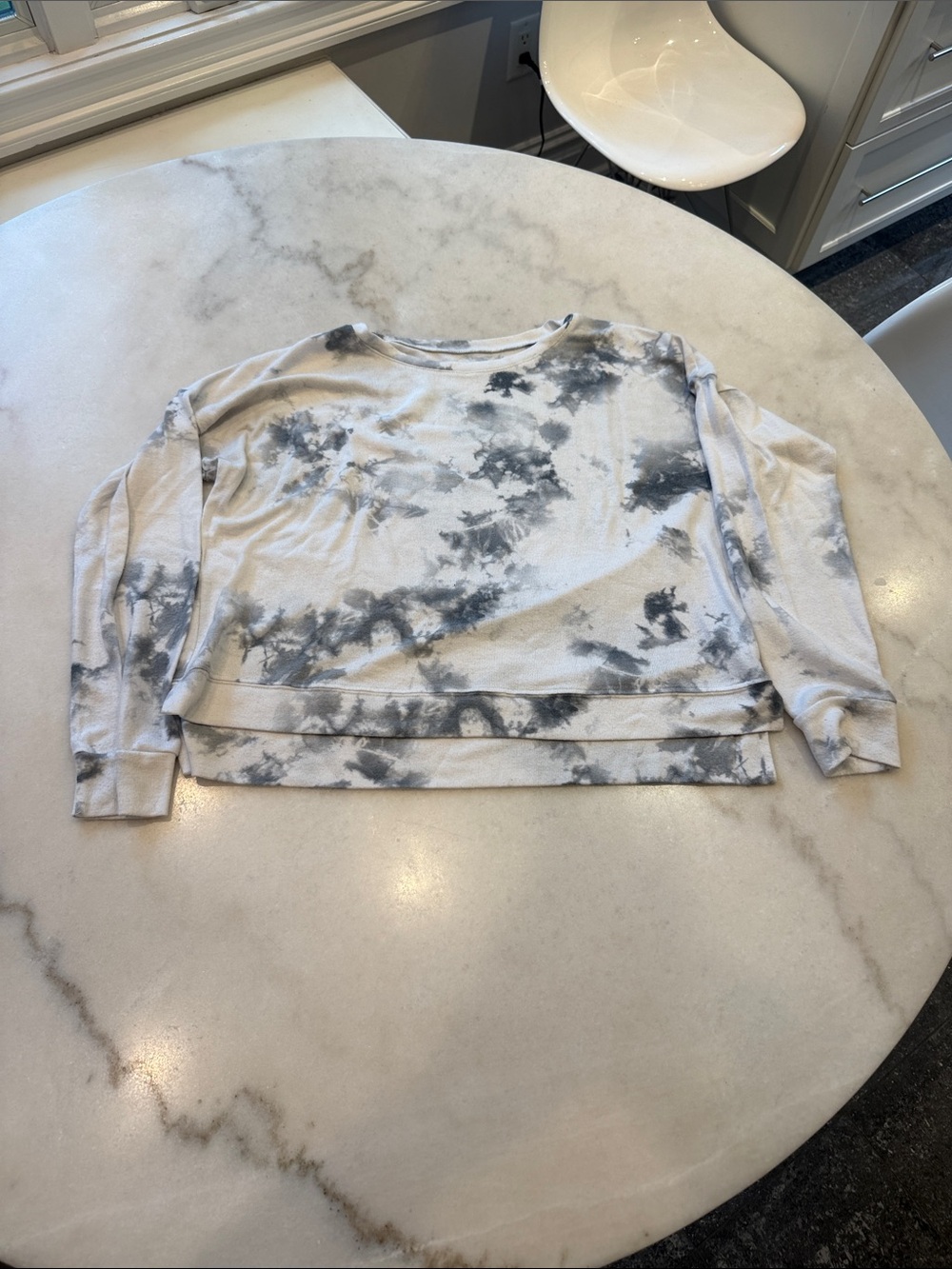 Onzie Gray & White Tie-Dye Crewneck Sweatshirt